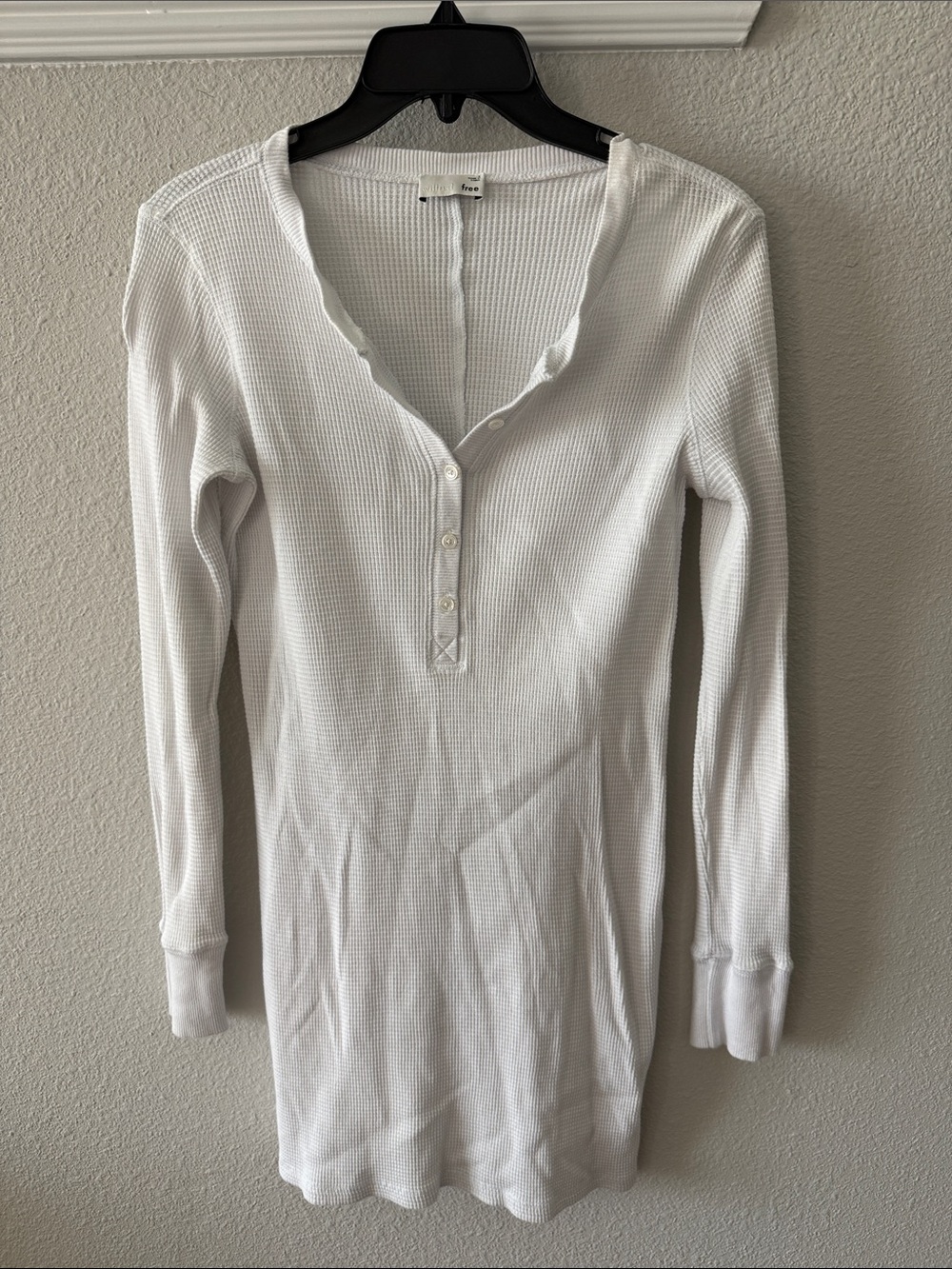 Women’s White Waffle Henley Mini Dress